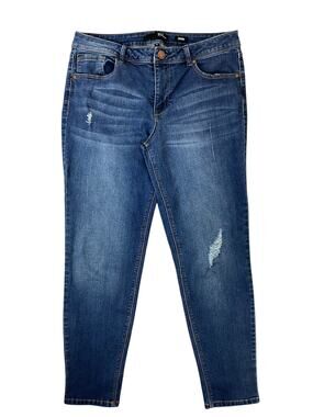 1822 Denim Adriana Women's Distressed Skinny Jeans Size 14 Blue